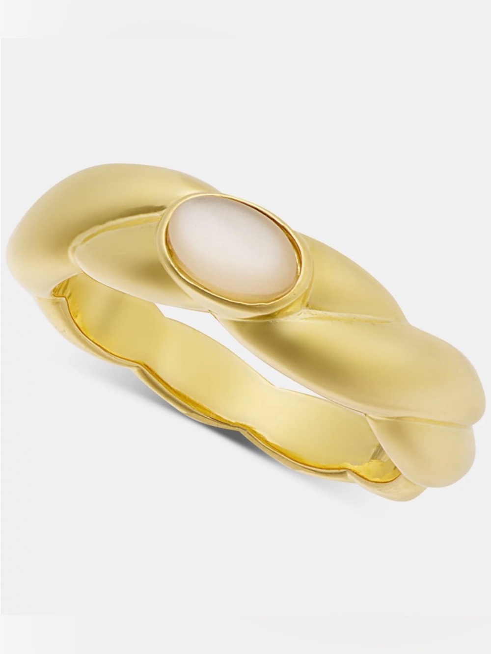 On 34th Gold-Plated Twist Mother of Pearl Ring